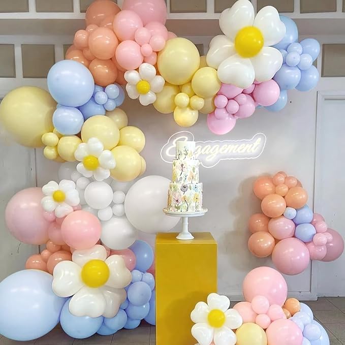 Pastel Balloon Garland Arch Kit, 167Pcs Macaron Colorful Yellow White Pink Blue Orange Plum Balloons for Rainbow Birthday Graduation Pride Month Party Decorations