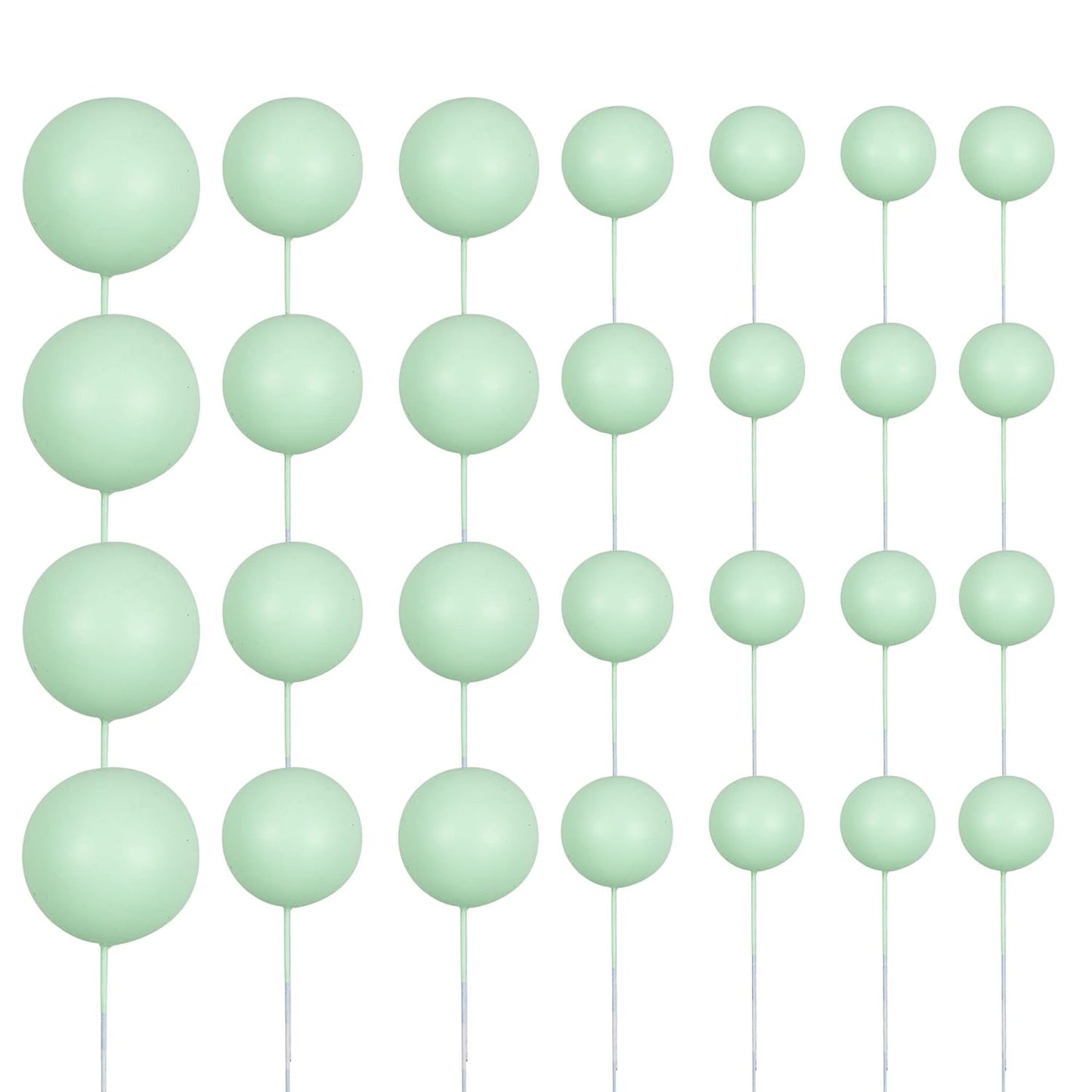 Gyufise 30Pcs Balls Cake Topper Mini Balloons Cake Toppers Foam Ball Cake Decorations Balloon Cake Topper Ball Shaped Cake Insert Topper for Birthday Party Baby Shower Decor Green