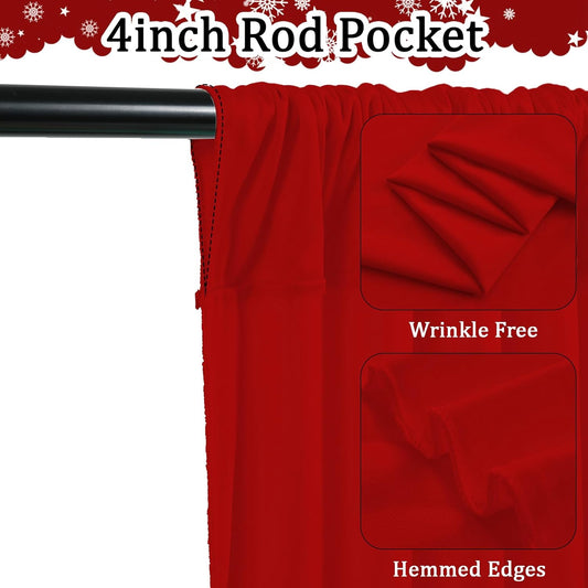 Christmas Backdrop Curtain - 10×7ft Red & Green Holiday Party Background Decor for Xmas Tree Photos, Home Festive Wall, Mall Santa Booth, Reusable Winter Celebration Decoration for Families