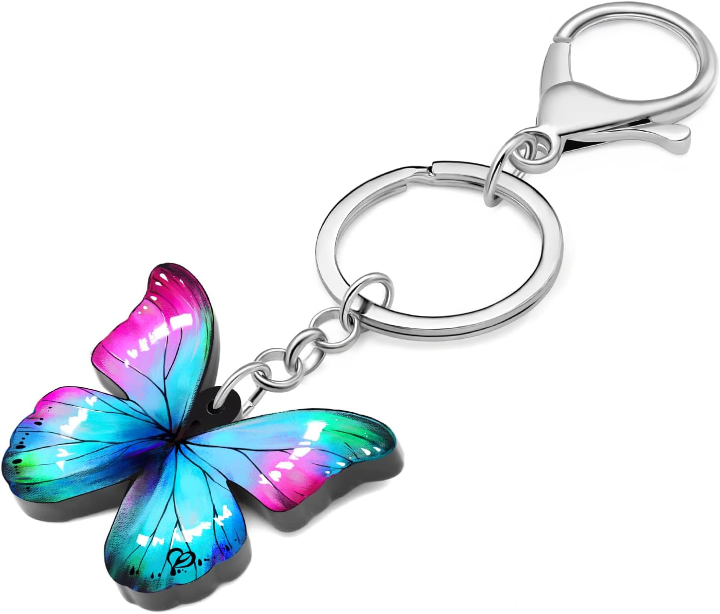 BONSNY Morpho Menelaus Butterfly Key Chains for Women Car Purse Bag Rings Pendant Charms