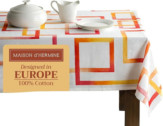 Maison d' Hermine Table Cloth Rectangle Table 100% Cotton 60 x 90 Inches Tablecloth Reusable Decorative for Dining Room Farmhouse Home Valentines Day Decorations Spring Summer - Summer Maze