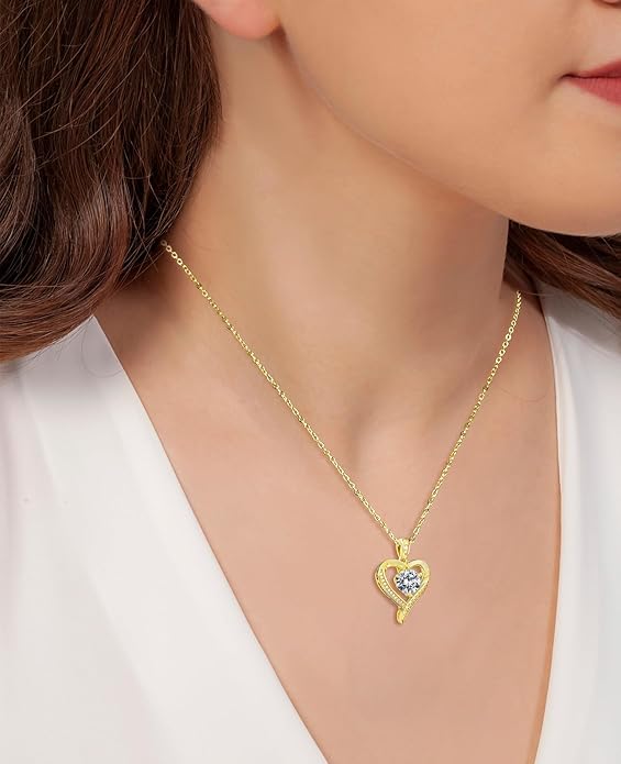 Valentines Day Gifts for Her - Heart Pendent Necklaces for Women, 1-3ct Moissanite Necklace with I love U Engraving - Anniversary Birthday Gifts for Wife, Girlfriend, Mother, 925 Silver Jewelry