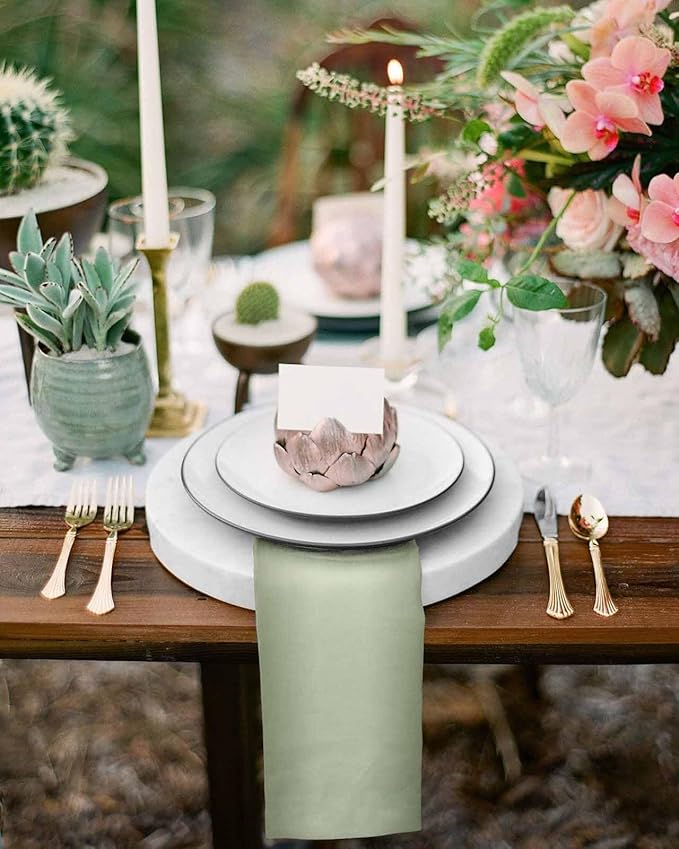 Sage Green Omble Cloth Napkins Set of 6 Reusable Dinner Napkins, Modern Abstract Art Cocktail Napkin, Farmhouse Gradient Washable Table Napkins for Wedding/Holiday Party/Baby Shower 20"x20"