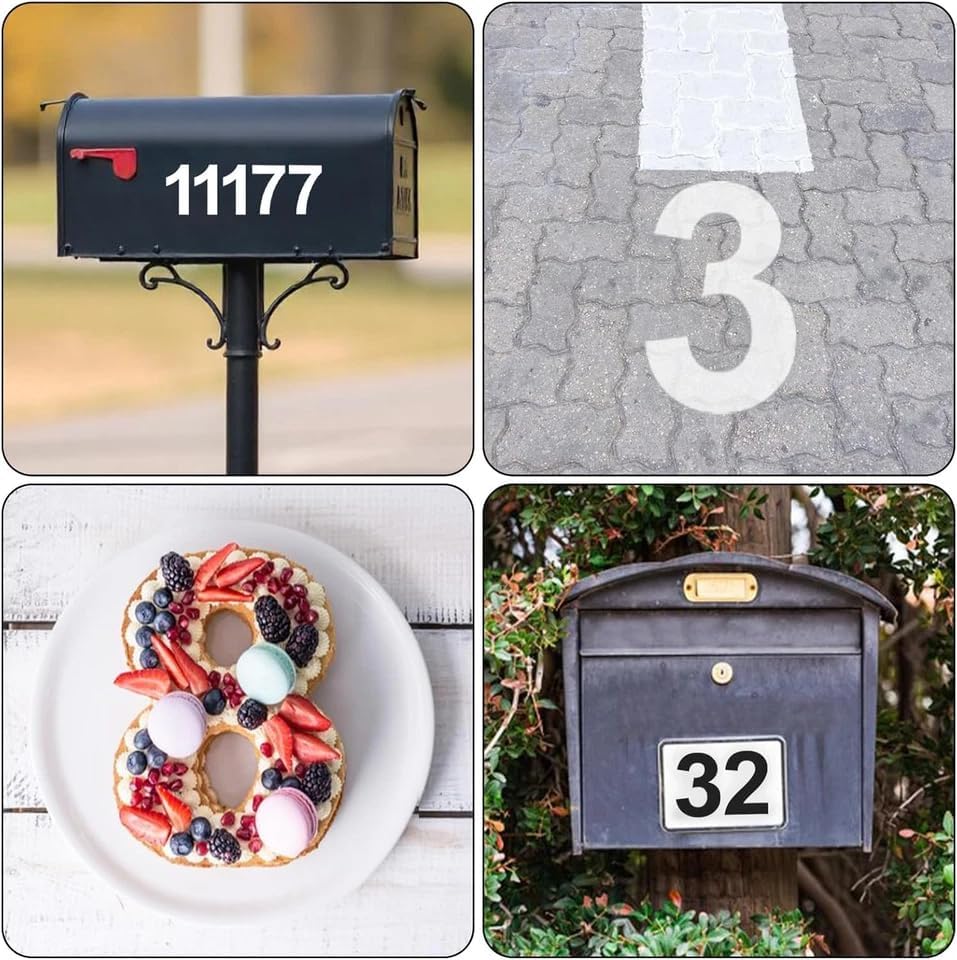 1Pc 6 Inch Number Stencils Set Plastic Number Stencil Reusable Digital Templates for Cake Stencil Mailbox Signs Parking Lot House Numbers Stencils Wall Art