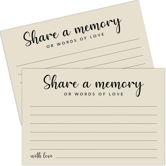Share a Memory Cards for Celebration of Life, Graduation, Retirement, Birthdays, Guest Book Ideas, Funeral Sign In Book For Memorial Service, 4x6 Inches Set of 50 Pcs(Vanilla Cream) -A08