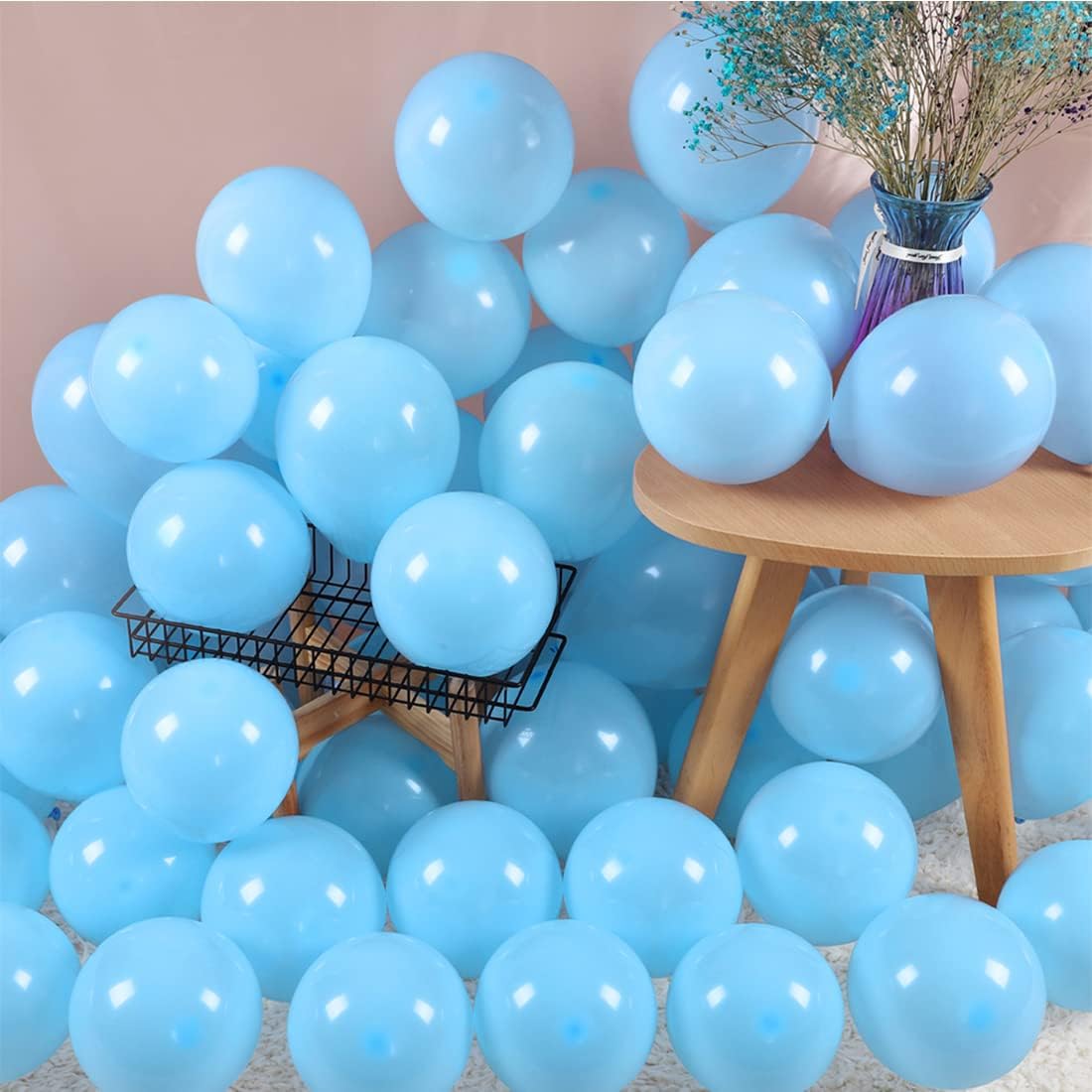 BEISHIDA 100 PCS 5 Inch Blue Party Mini Balloons Light Blue Macaron Latex Balloons for Birthday Wedding Engagement Anniversary Christmas Festival or any Party Decorations Supplies
