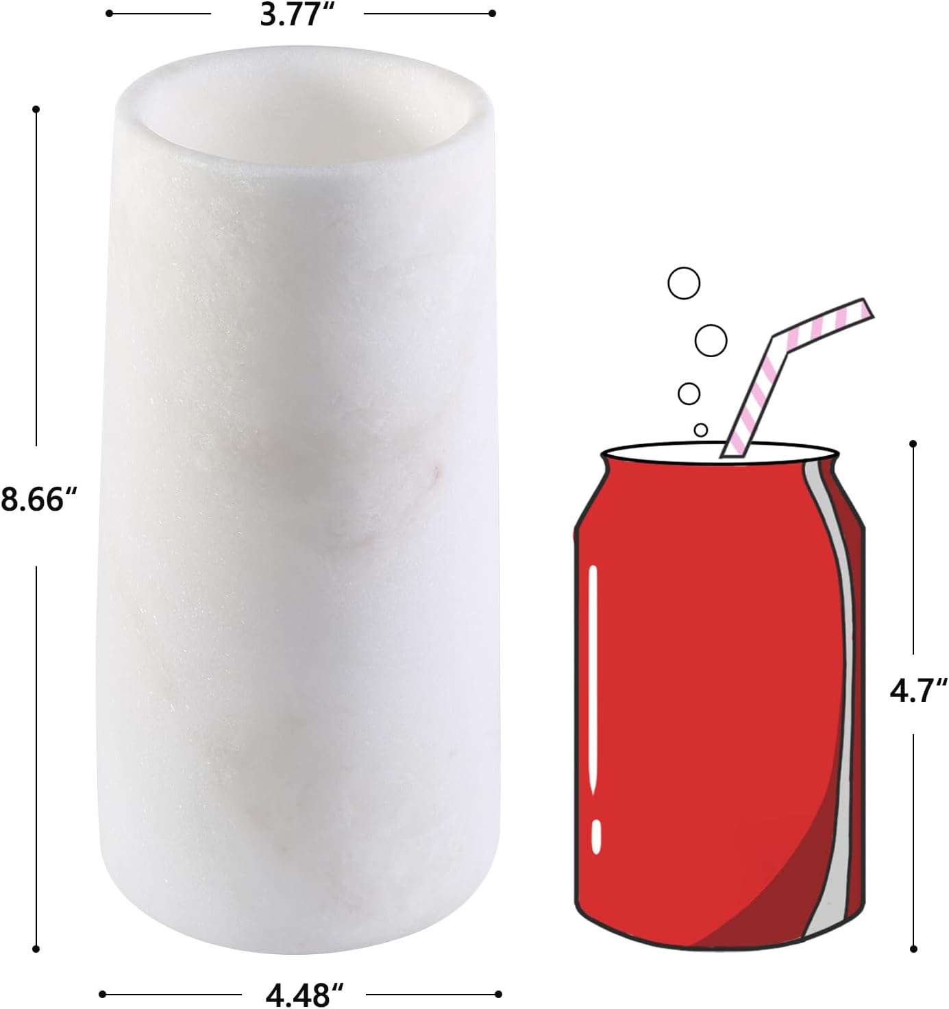 White Marble Vase for Flowers, 8.66" Minimalist Modern Frosted Flower Vase for Home Decor, Decorative Vases for Centerpieces, Living Room, Dining Table, Office, Boho Farmhouse Decor