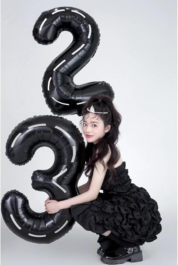 Numbers Balloon 3, 40 Inch Large Line Black Balloon for Three Year Old Birthday Decor, 3 13 30 31 Birthday Party Decorations for Wedding Supplies