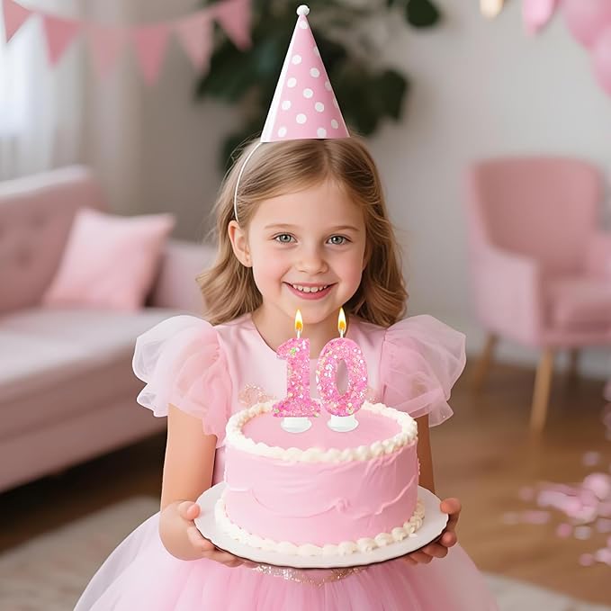 Zailo Birthday Number Candles, Glitter Number Candle Cake Decorations with Sequins, Cupcake Decorations for Girls, Women, Party Anniversary Celebrations (Number 0, Light Pink)
