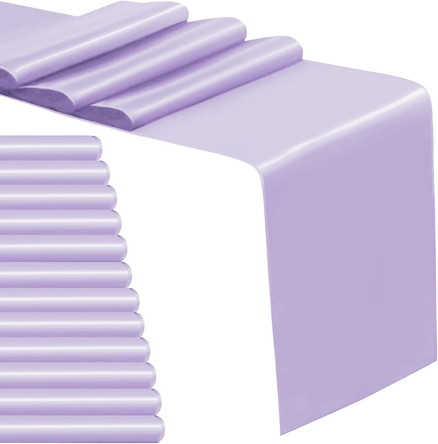 12 Pack Satin Table Runner 12 x 108 Inch Long Satin Table Runners for Wedding Banquet Graduations Birthday Party Decoration (Light Purple)
