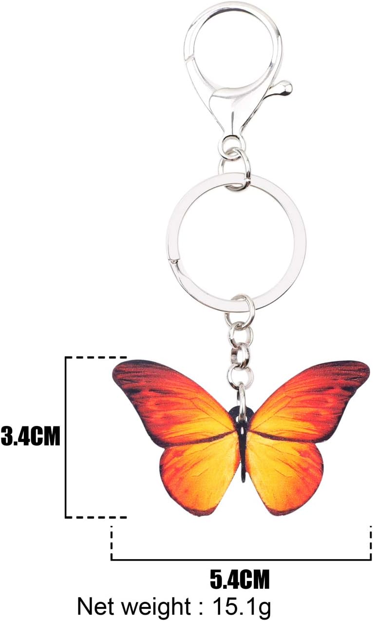 BONSNY Morpho Menelaus Butterfly Key Chains for Women Car Purse Bag Rings Pendant Charms