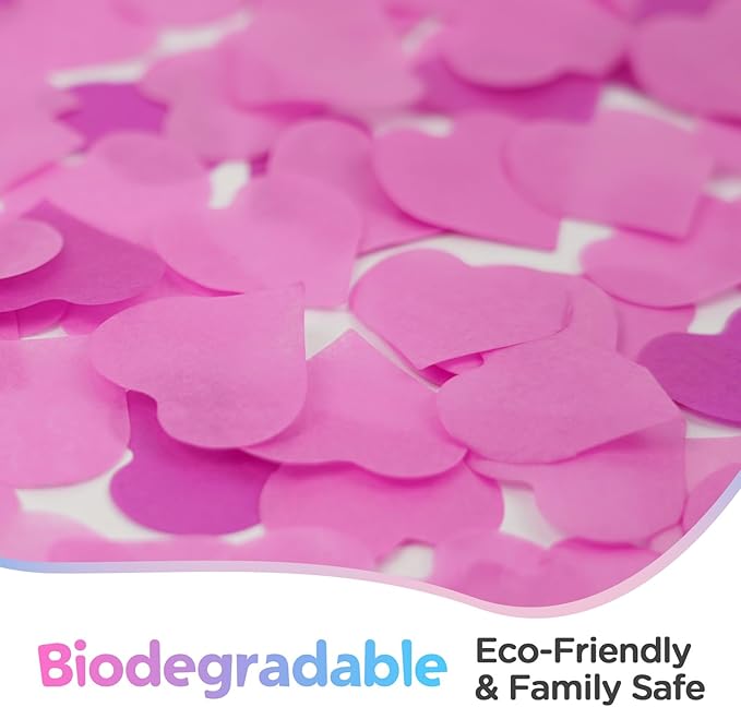 12Inches 4Pcs Gender Reveal Confetti Cannon - Biodegradable Powder & Heart Shaped Confetti Poppers - Pink, 4 Pack - Baby Girl Gender Reveal Smoke Bombs - Powder Cannon Party Poppers