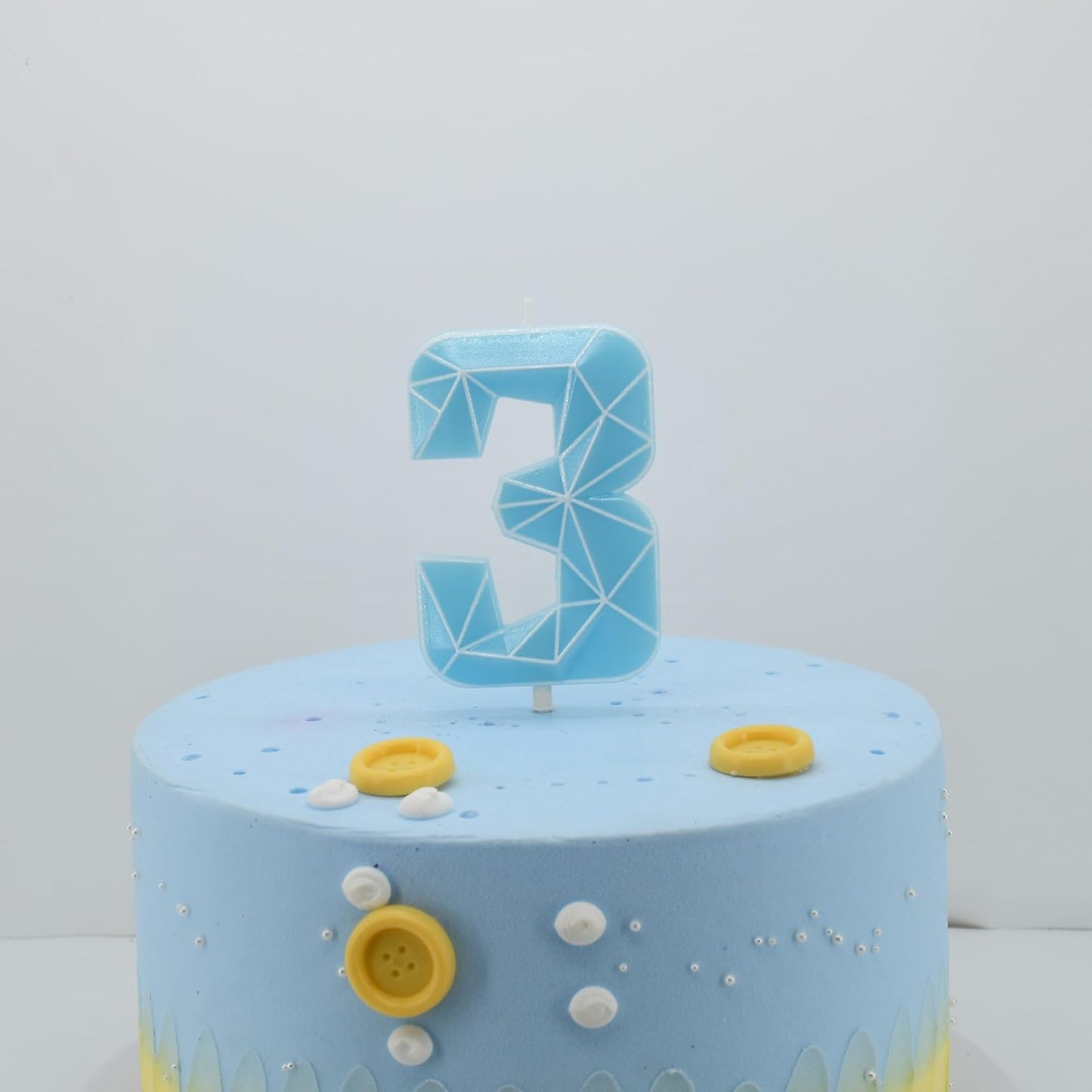 DERVENTA Birthday Candle Big Number 3D Macaron Blue 3.7 inch Party Celebration Anniversary Decoration Cake Topper 1 Piece (Number 3 Macaron Blue)
