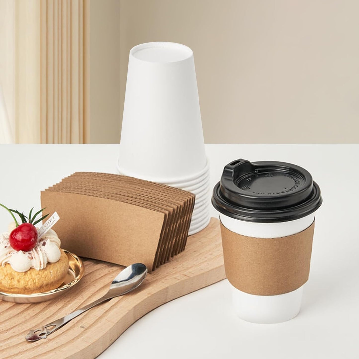 RACETOP [100 pack] Disposable Coffee Cups with Lids 12 oz, Hot Paper Cups with Lids, To Go Cup with Lid
