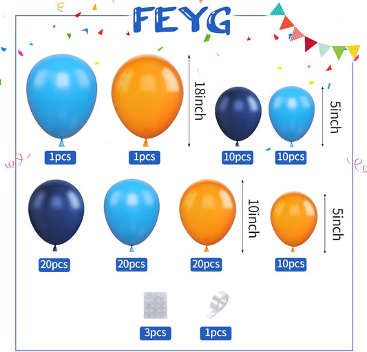 Blue Balloons Garland Arch Kit, Navy Blue and Orange Balloon Arch Kit, Orange Latex Balloons Party Balloon For Birthday Decoration Wedding Baby Shower Engagement DIY Decoration Party Supplie