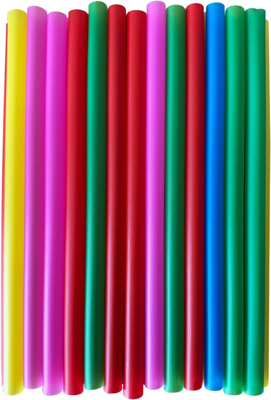 Assorted Colors Jumbo Smoothie Straws, Colorful Disposable Wide-mouthed Large Milkshake Straws 8.2'' Inches High/ 100 pack ﻿ (100, 0.39 * 8.2)