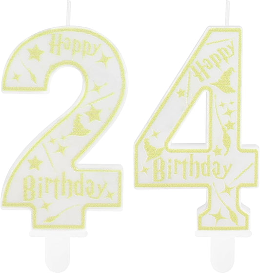 Magical Wizard Party Birthday Candles Number 24 Candle Cake Topper Wizard School Themed Happy 24th Birthday Cake Decorations for Boys Girls Kids Party Favors Supplies Decorations Gifts
