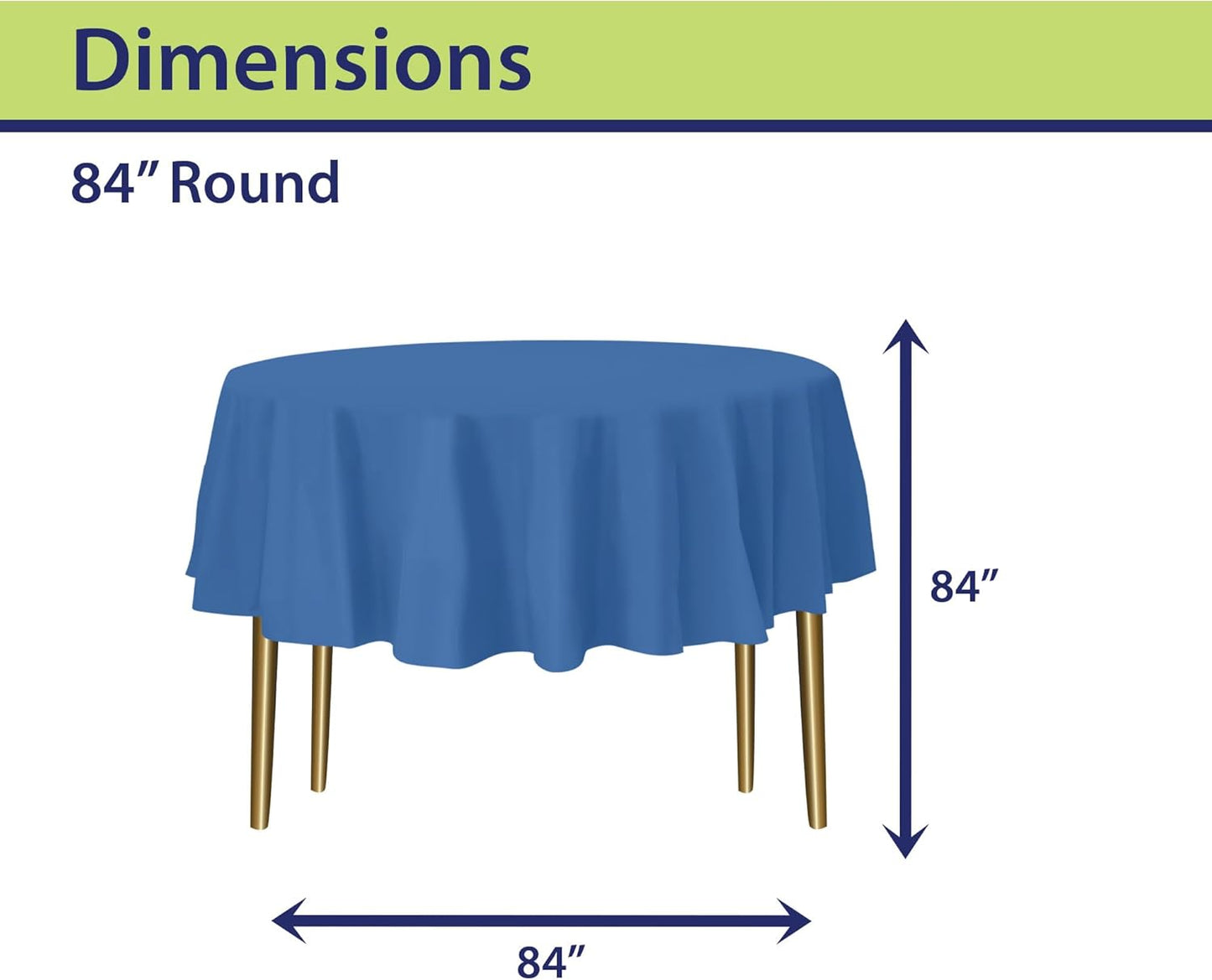 Blue Disposable Plastic Tablecloth for Round Tables (12 Pack) 84 inches Table Cloths for Parties, Events & Weddings, Indoors & Outdoors, Plastic Table Cover