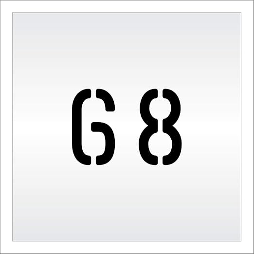 Pavement, Curb, and WheelStop Stencils - 4 inch Double Number Stencil - (68) - 4" x 5.5" x 1/16" (63 mil) - Light-Duty