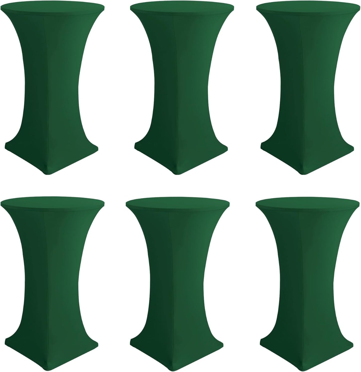 Cocktail Table Covers-Spandex Round High Top Table Cloths 6 Pack 32x43 Inch-Hunter Green Stretch Fitted Bar Tall Tablecloth for Pub Bistro Highboy Party Event Banquet Height Satnding Tables