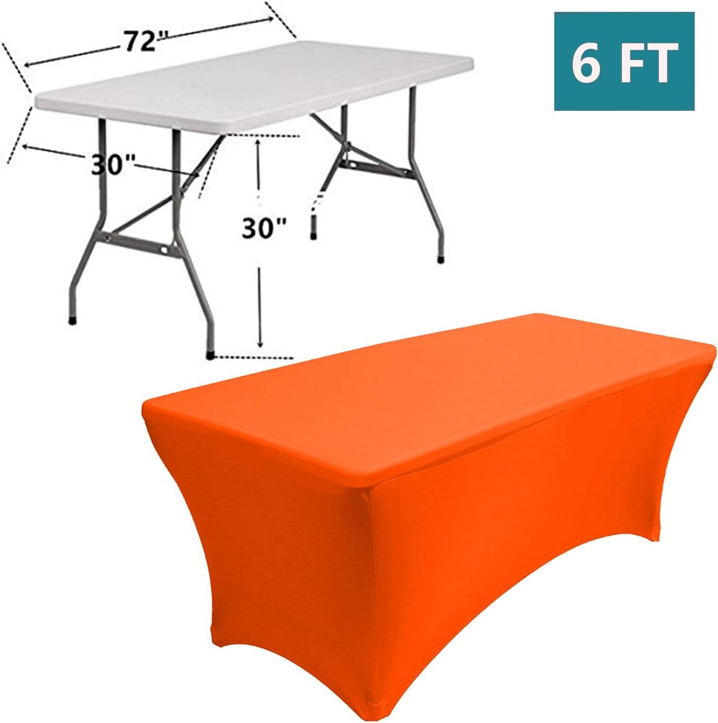 RELIANCER 2 Pack Stretch Spandex Table Covers for Rectangular Tables,6FT Elastic Fitted Tablecloth,Universal Rectangular Table Cloth Protector for Outdoor Party,Wedding,Bar,Birthday,Banquet,Events