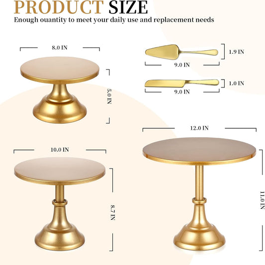 5 PCS Gold Cake Stand Set with Gold Pedestal Cake Stand and Cake Cutter Pie Spatula, Dessert Table Display Set for Wedding, Party, Birthday, Baby Shower, Event Bridal Celebration