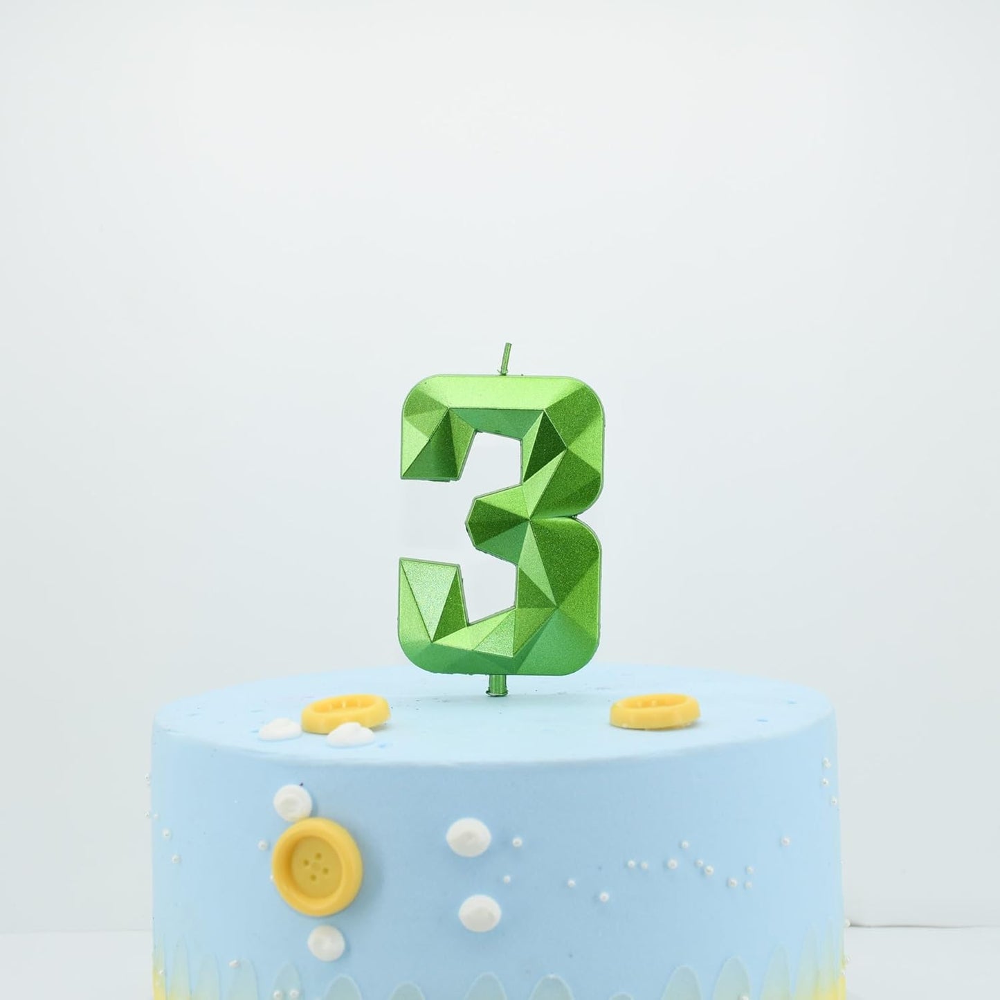 DERVENTA Large Birthday Candle Number 3D Green 3.7 inch Party Celebration Anniversary Decoration Cake Topper 1 Piece (Number 3 Green)