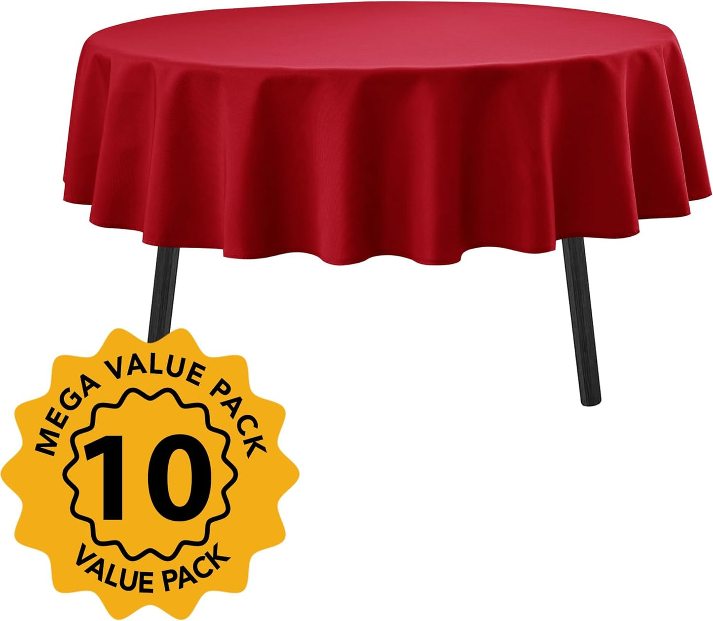 10-Pack Red Round Tablecloths, 84 Inches, Stain-Resistant Polyester for 3-5 Ft Round Tables - Washable Table Covers for Weddings, Banquets, Birthday Parties, Events
