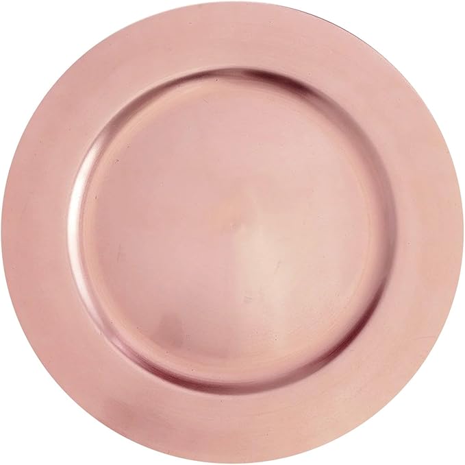Efavormart 6 pcs 13" Blush Rose Gold Round Charger Plates for Tabletop Decor Holiday Wedding Catering Event Decoration