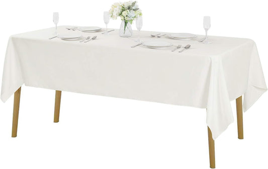 Cupuamon Rectangle Tablecloth 60x120 inch Washable Polyester Fabric Table Cloth for Wedding Party Dining Banquet Decoration（60x120, Ivory）