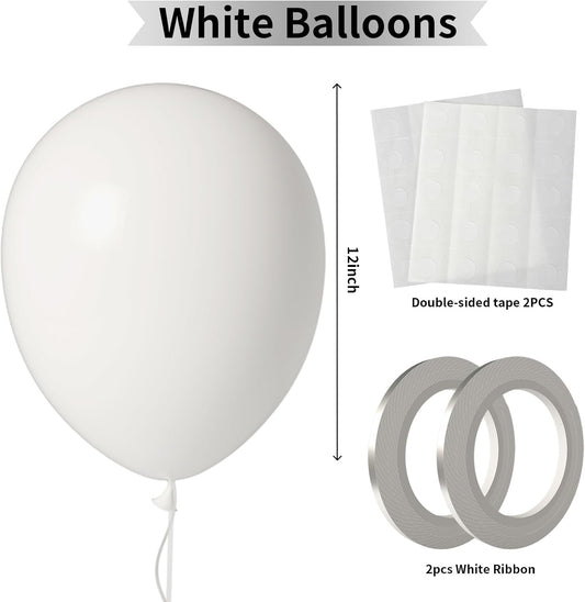 White Balloons 100 Pack 12 Inch White Latex Balloons for Wedding Birthday Baby Shower Engagement Anniversary Party Decorations