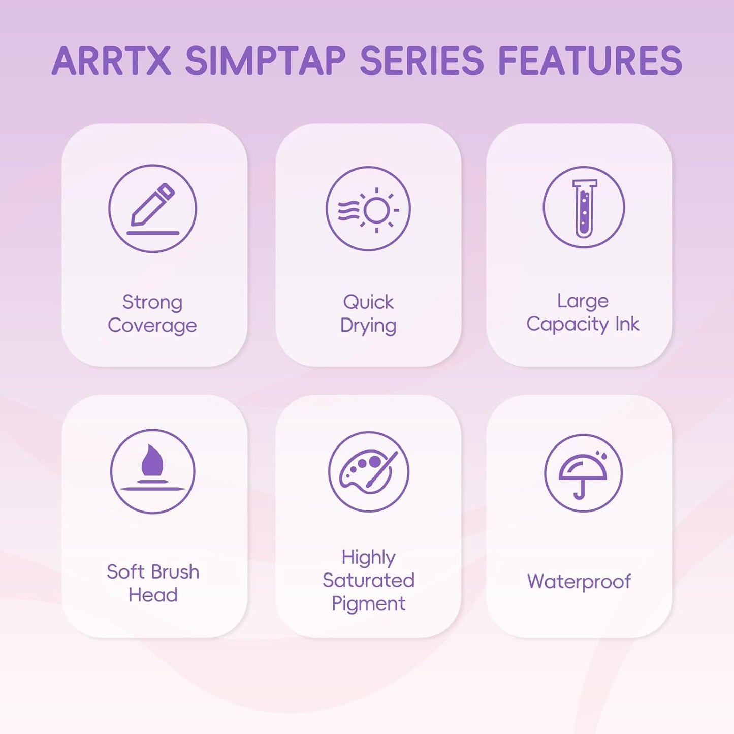 Arrtx Simptap Series Acrylic Paint Pens, Brush Tip Acrylic Paint Markers for Rock Painting, DIY Craft, 36 Count