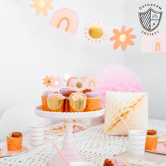 Daydream Society Boho Rainbow - Large Paper Napkins - Rainbow Party Napkins in Pastel Colors with Gold Foil - Pack of 16 Dinner Napkins - For Birthdays, Baby Showers, and Summer Gatherings