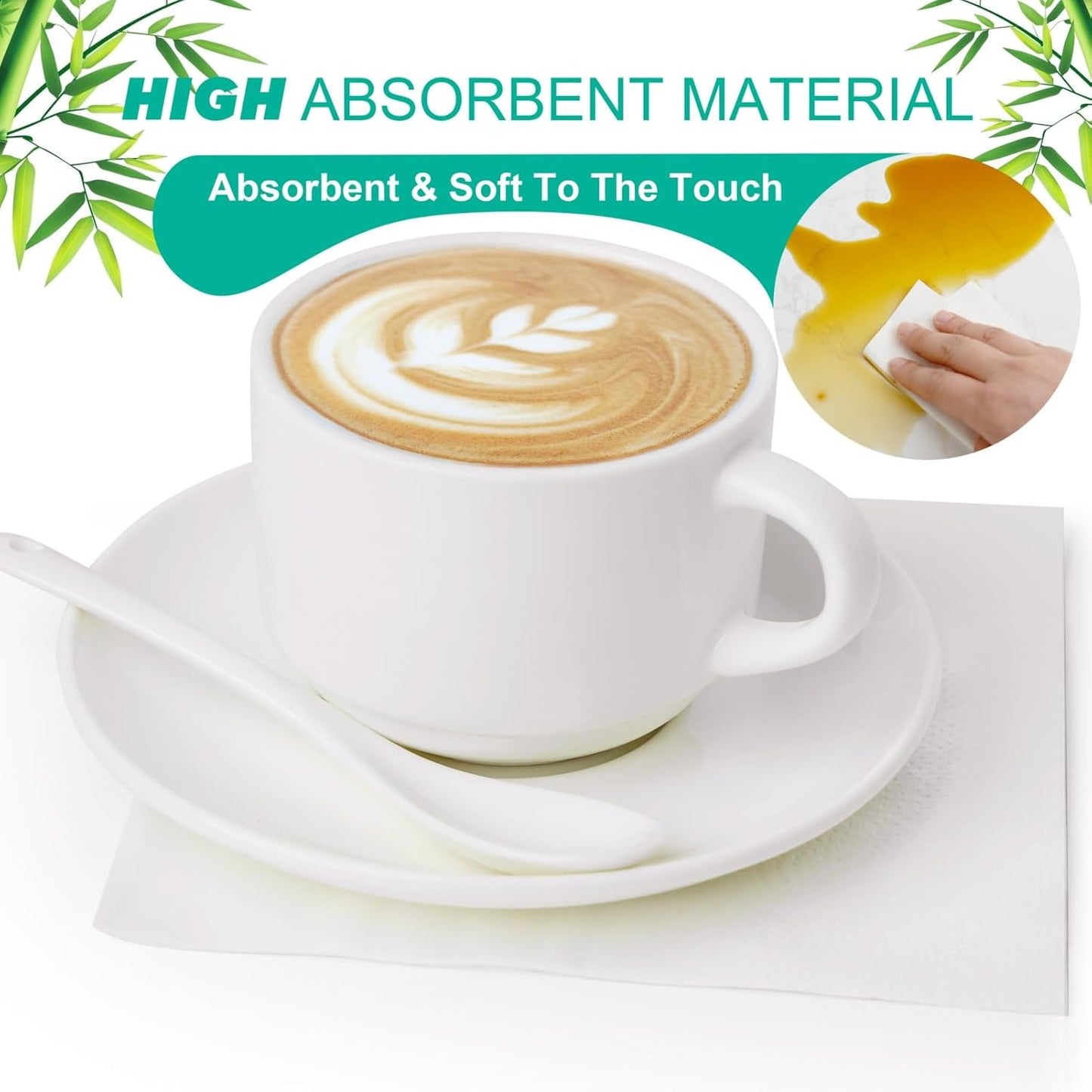 JINVOGREE 1000 Count Cocktail Napkins Bulk 1-Ply White Beverage Paper Napkins Disposable for Bars, Lunch, Parties, Restaurant and Everyday Use - 5.3 x 5.3 Inch Folded