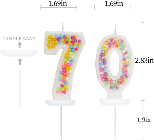 70th Birthday Candle for Cake, Colorful Macaron Numeral Candles for Women/Girl, Theme Birthday Party Cake Decorations, Cake Topper for Birthday Party Supplies (Number 70)