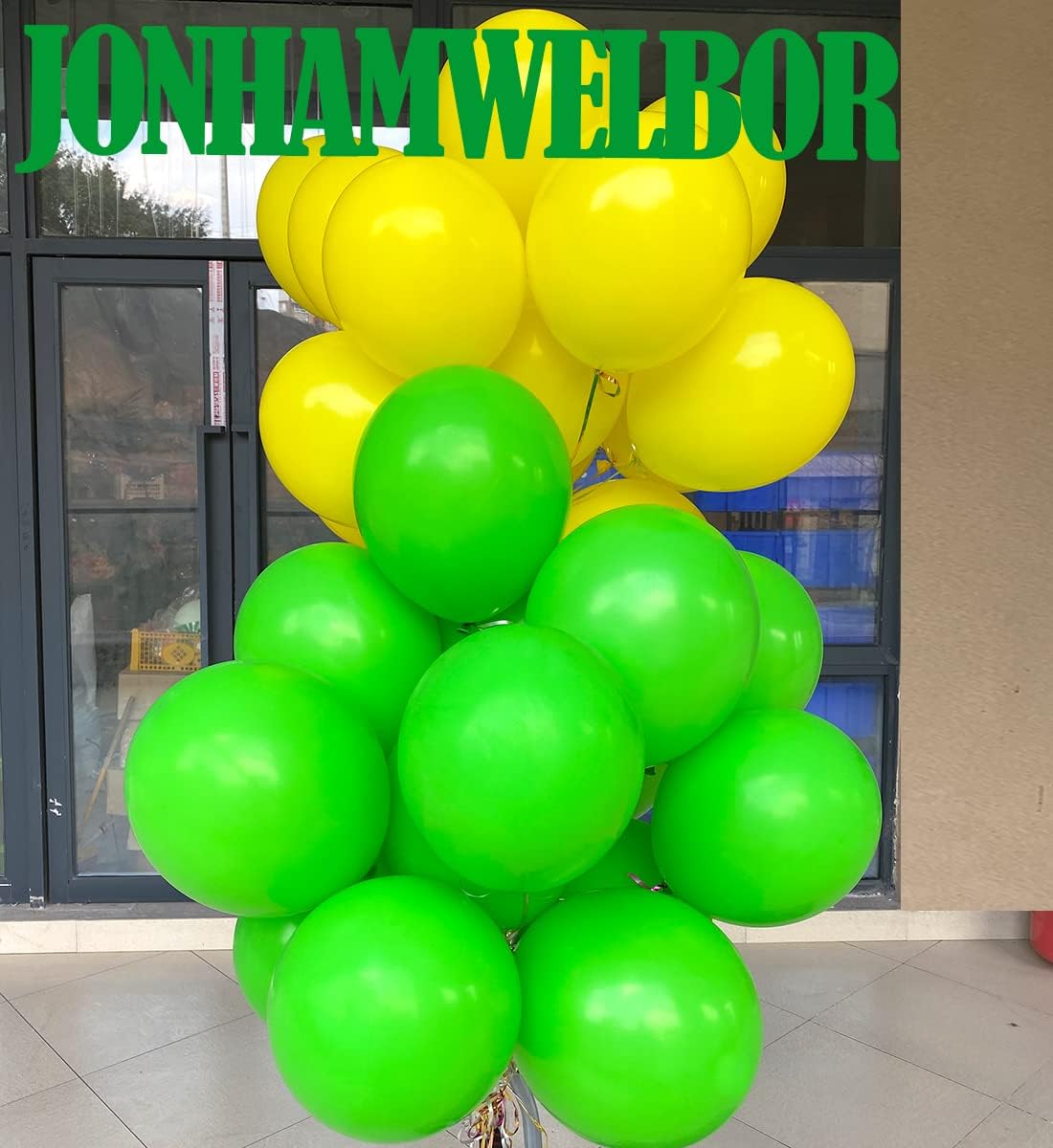 Jonhamwelbor Green Balloons 100 Pack 12 inches Latex Helium Balloons Birthday Party Decorations (With Green Ribbon)