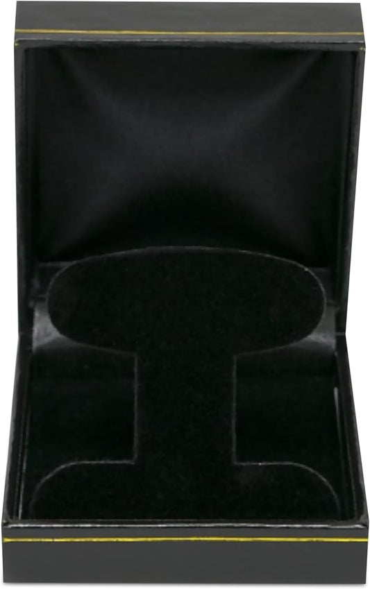 Novel Box Black Jewelry Box for Earrings Tree 2.5x2.75x1.62 Inches - Earring Gift Boxes with Gold Trim - Faux Leatherette Earring Storage Case - Gift Presentation Cases for Earrings Only