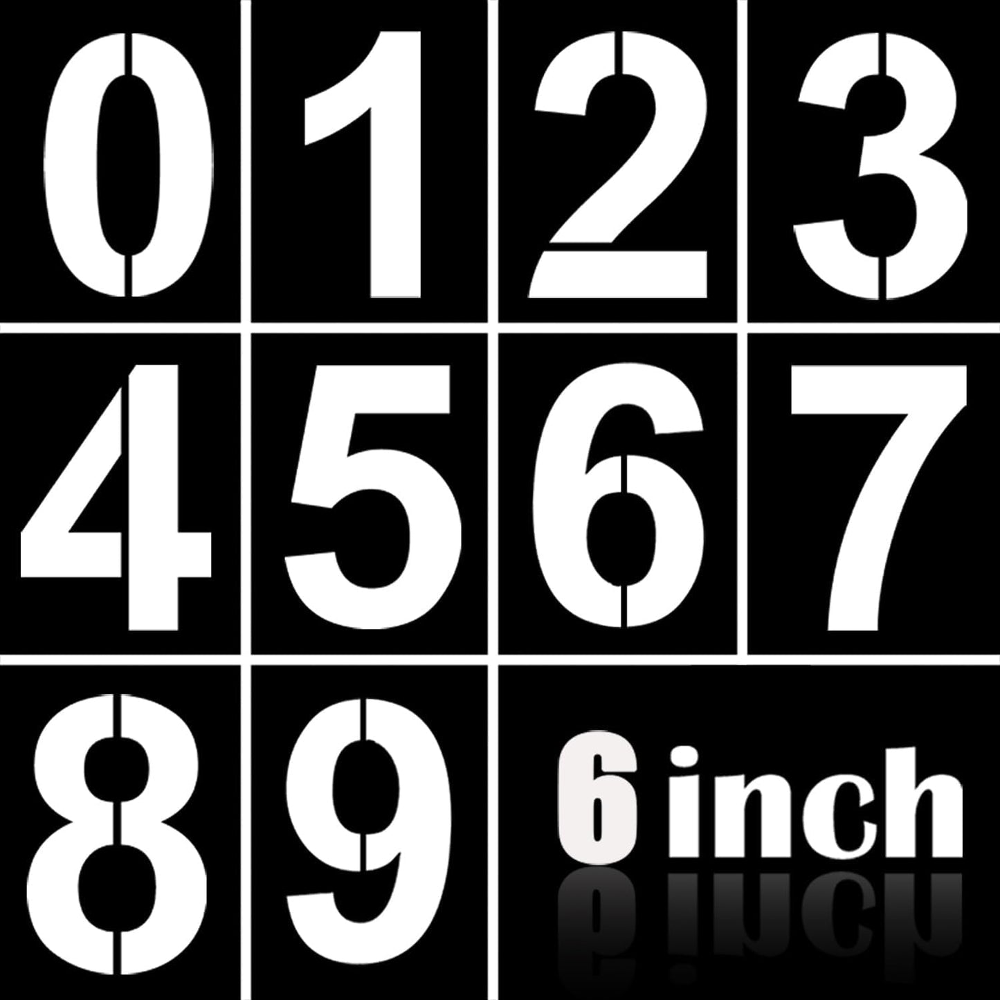 6 Inch Plastic Number Stencils Kit 0-9 – Reusable Address & Digital Number Painting Templates for Cake, Mailbox, Road, Parking Lot, Door, Truck Signs