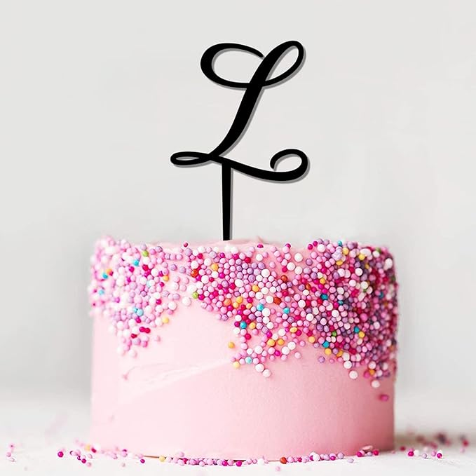 Last Name L Cake Toppers Personalized Letters L Black Acrylic Happy Birthday Cake Toppers Mr And Mrs Monogram L Rustic Bride Shower Cake Decoration Gifts for Wedding Birthday Engagement