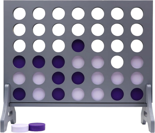 Tailgating Pros Premium Grey Giant Four in a Row with Carrying Case - Jumbo Oversized Outdoor Yard Game - Connect Multiple Pucks in a Row to Win - Many Puck Colors Available!