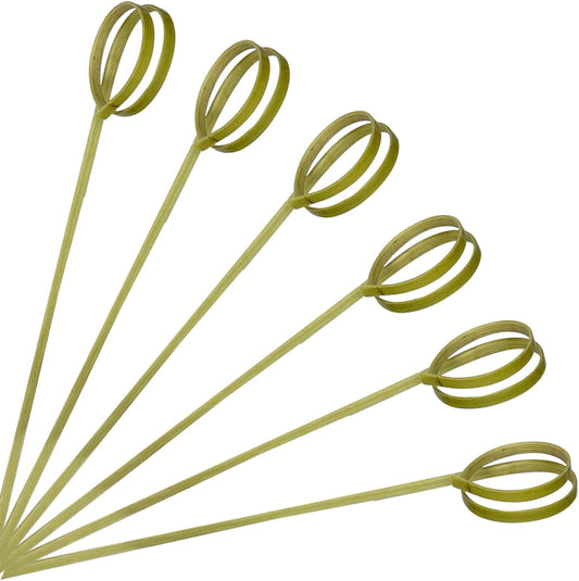 100 Counts Bamboo Cocktail Picks, Fancy Toothpicks Cocktail Skewers, Bamboo Skewers for Appetizers, Charcuterie Accessories, Handmade Bamboo Sticks With Knot, 4.7 Inch Long Cocktail Toothpicks