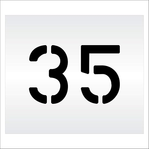 Pavement, Curb, and WheelStop Stencils - 6 inch Double Number Stencil - (35) - 6" x 9" x 1/16" (63 mil) - Light-Duty
