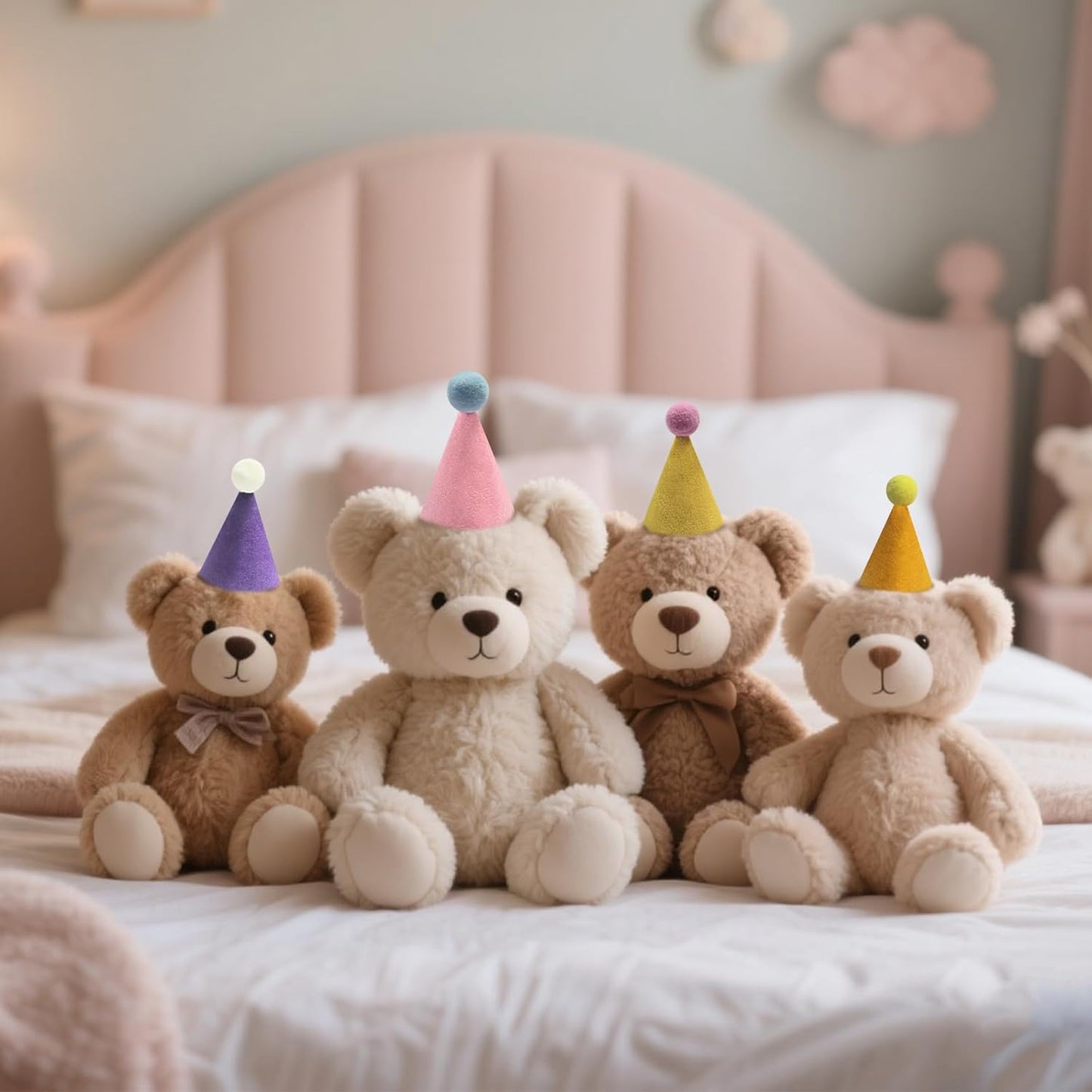 6 Pcs Colorful Mini Party Hats for Stuffed Animals, Birthday Party Felt Cone Hat for Cat Dolls Dog Rabbit Puppies Birthday Party Decorations