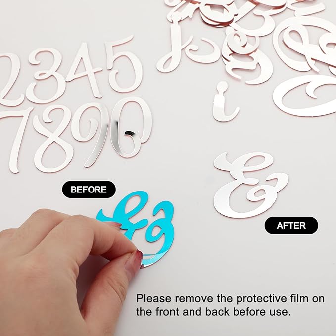 64 Pcs Acrylic Letters Cake Topper, Silver Alphabet A-Z & Numbers 0-9 for Personalized Cake Decor, Wedding, Birthday Party, Baby Shower Supplies