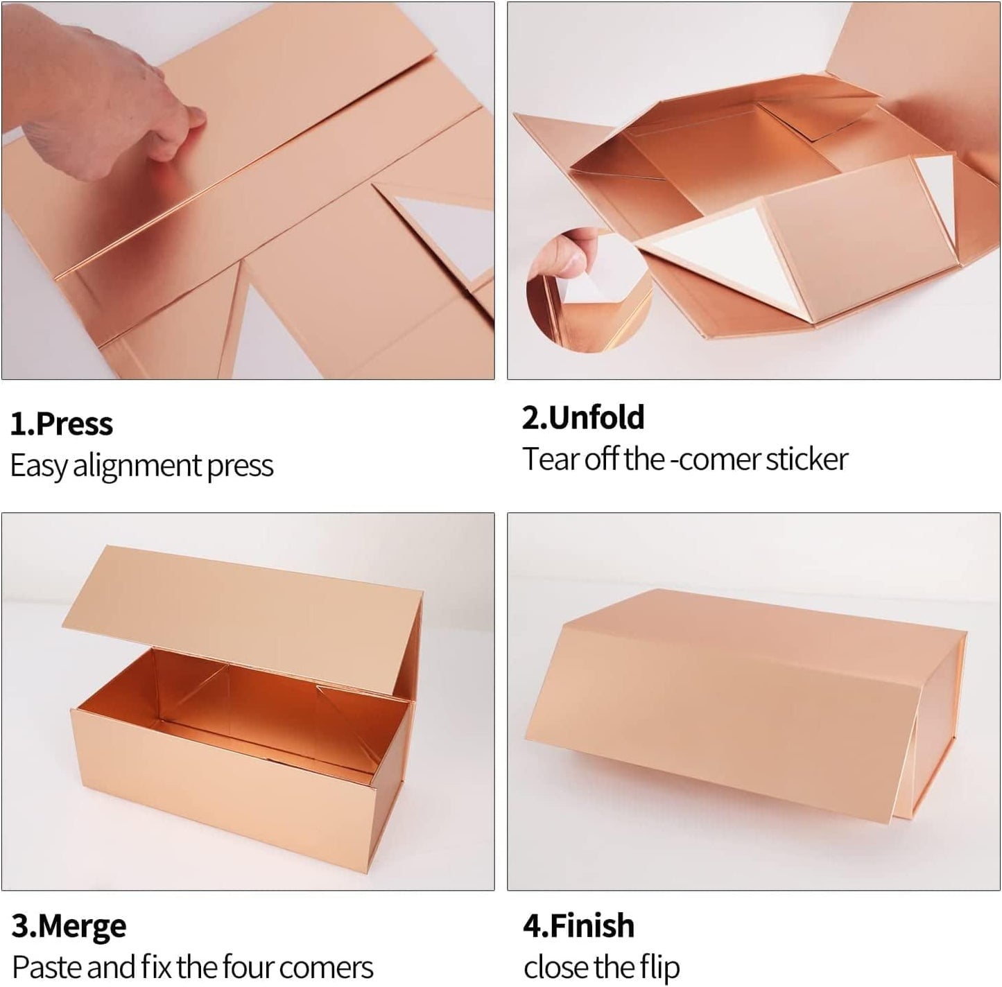 Gift Boxes 12"x6"x4" with Magnetic Closure Lid Gift Boxes for Presents,Bridesmaid Gifts Box,Cute Box,Luxury for Gift Packaging, Magnetic Gift Box for Wrapping Gifts (Rose Gold/5PCS)