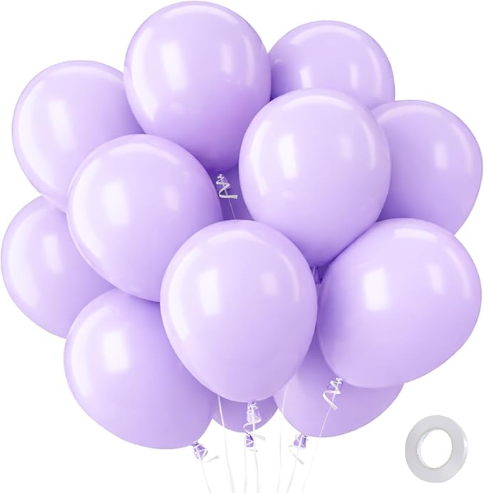 Patimate Light Purple Balloons - 100pcs 12 Inch Pastel Purple Latex Party Balloons for Baby Shower Gender Reveal Fairy Birthday Engagement Wedding Party Decorations