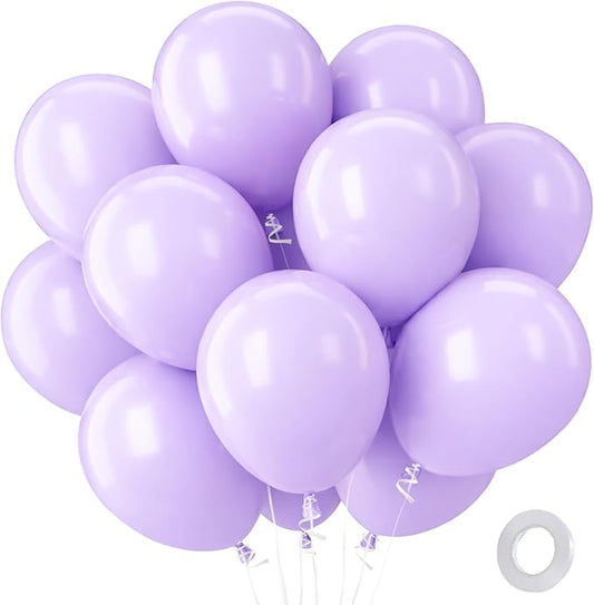 Patimate Light Purple Balloons - 100pcs 12 Inch Pastel Purple Latex Party Balloons for Baby Shower Gender Reveal Fairy Birthday Engagement Wedding Party Decorations