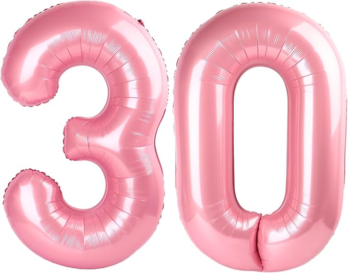 Balloon Number 30, 40 Inch Happy 30th Birthday Decoration for Her Him, Pastel Pink Foil Number Balloons for Celebration Engagement Memorial Day's Big Event Supplies
