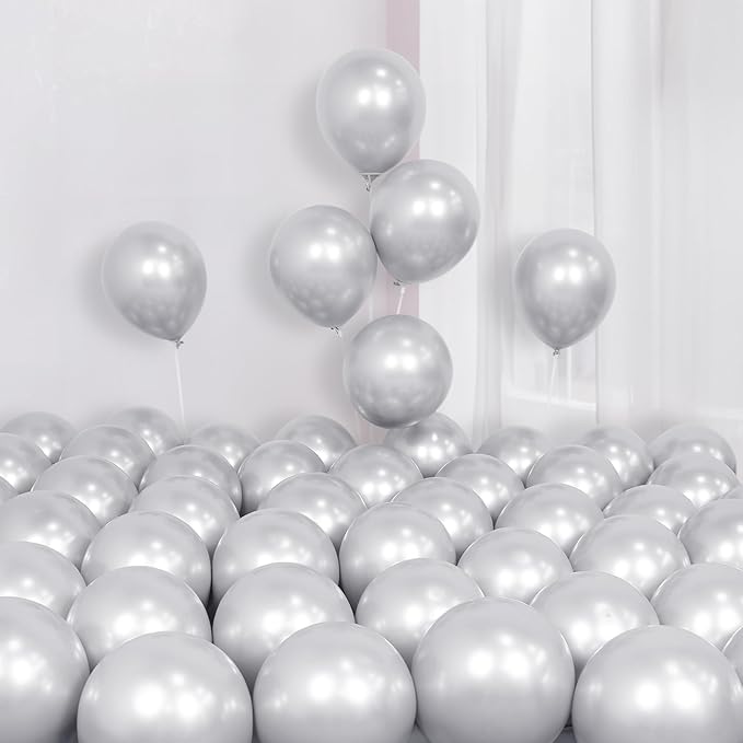 Pink and Silver Balloons Arch Kit, 134pcs Metallic Silver,Pastel Pink,Confetti Balloons Garland Kit for Winter Wonderland Baby Shower Princess Birthday Party Bridal Shower Wedding Party Decoration