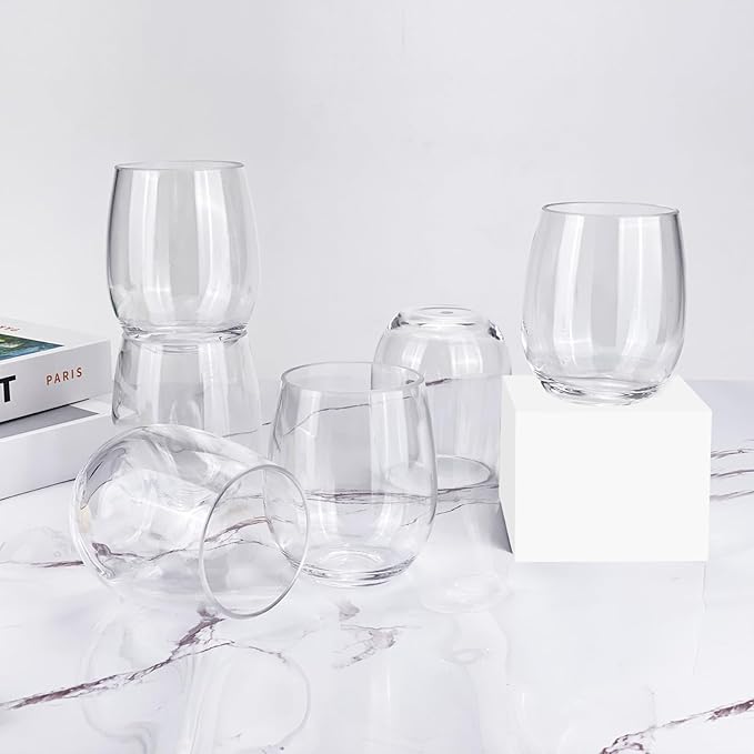 Set of 6 Acrylic Wine Glasses, 20-ounce Plastic Tumbler for Party Use,BPA Free,Dishwasher Safe (Clear color)